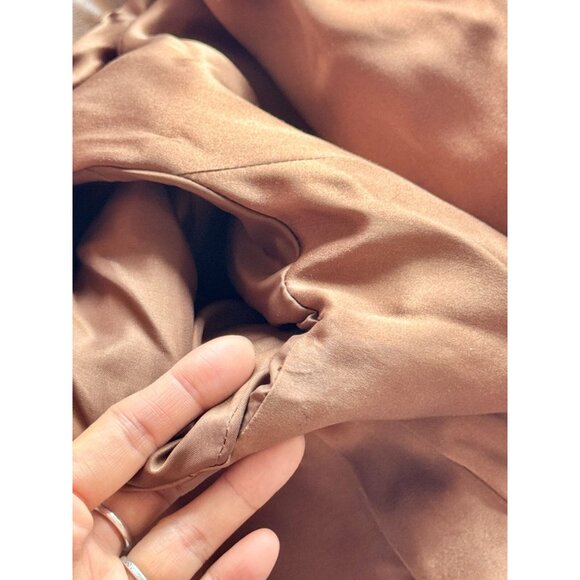 VINCE Saddle Brown Lamb Leather Zip Front Minimalist Collarless Jacket, Size S - Picture 13 of 16